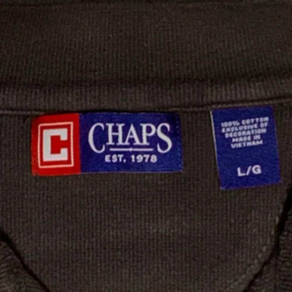 Chaps Brown L Men's Pull Over Quarter 3 Button Mock Neck Cotton‎